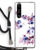 Waterverf bloemen: Sony Xperia 1 III Transparant Hoesje met koord
