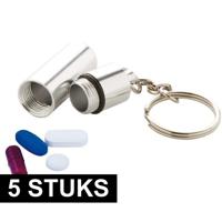 Sleutelhanger met pillendoosje - 5x - voor medicatie - Medicijnen meenemen - 5 cm - aan beugeltje Sleutelhanger met pillendoosje - 5x - voor medicatie - Medicijnen meenemen - 5 cm - aan beugeltje