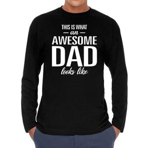 Long sleeve t-shirt zwart met Awesome dad bedrukking voor heren 2XL  -