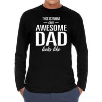 Long sleeve t-shirt zwart met Awesome dad bedrukking voor heren 2XL  - - thumbnail