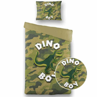 Dekbedovertrek Dino Army Dieren 140x200 Cm Fresh And Co Kids - Dekbed-Discounter.nl