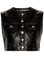 Courrèges gilet crop en cuir artificiel - Noir - thumbnail