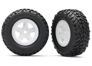 Traxxas - Tires and wheels, assembled, glued (SCT white wheels, SCT off-road racing tires) (TRX-7674X)