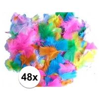 48 gekleurde decoratie veren zachte kleuren   -