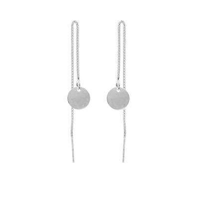 Karma Pull Through Doortrek Oorbellen Disc Zilver