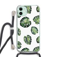 Tropische bladeren: iPhone 11 Transparant Hoesje met koord