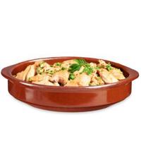 Tapas ovenschaal / serveerschaal - rond - Spaans terracotta/aardewerk - D38 x H8 cm