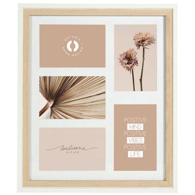 Collage fotolijst NEO - voor 5x foto van 10 x 15 cm - hout - naturel/wit - 34 x 40 cm