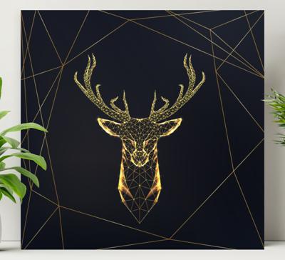 Scandinavische canvas schilderij Geometrische hert met goud