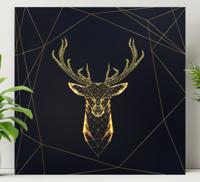 Scandinavische canvas schilderij Geometrische hert met goud