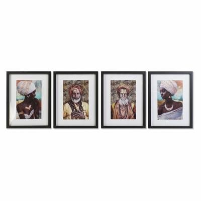 Schilderij DKD Home Decor Koloniaal Etnisch (35 x 2,5 x 45 cm) (4 Stuks)