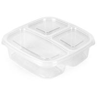 PlasticForte Vershoudbakje - 3-vaks - 1,2L - meal prep - herbruikbaar - transparant - thumbnail