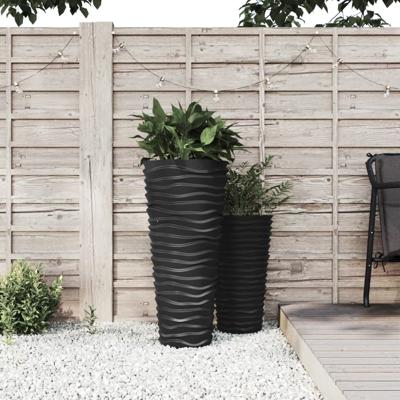 Plantenbak met uitneembare bak geribbeld 18/45 L PP antraciet