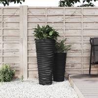 Plantenbak met uitneembare bak geribbeld 18/45 L PP antraciet
