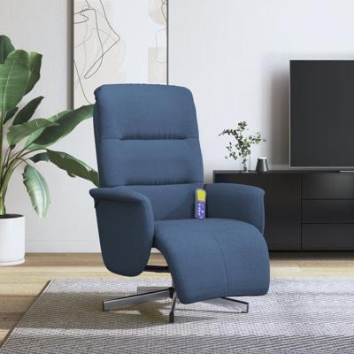 Massagestoel verstelbaar met voetensteun stof blauw