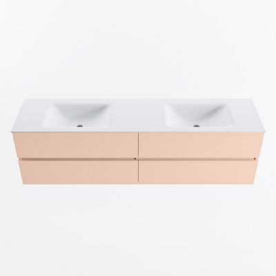 MONDIAZ VICA 180cm badmeubel onderkast Rosee 4 lades. Wastafel CLOUD dubbel 2 kraangaten, kleur Talc.