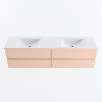 MONDIAZ VICA 180cm badmeubel onderkast Rosee 4 lades. Wastafel CLOUD dubbel 2 kraangaten, kleur Talc.