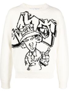 Off-White pull à motif intarsia - Blanc