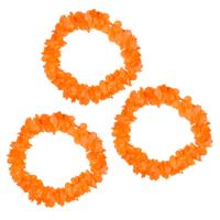 Verkleed Hawaii bloemen slingers - 8x - neon oranje - Koningsdag/oranjefeest thema