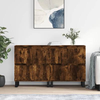 Dressoirs 2 st bewerkt hout gerookt eikenkleurig