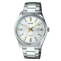 Casio LADY DATE - ARGENTEE, GOLD INDEXES (Ø 30 mm) (Ø 32 mm) Dames horloge