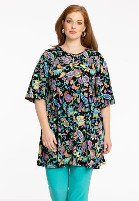 Yoek Tuniek wide bottom FOLK | Zwart | Maat 38/40