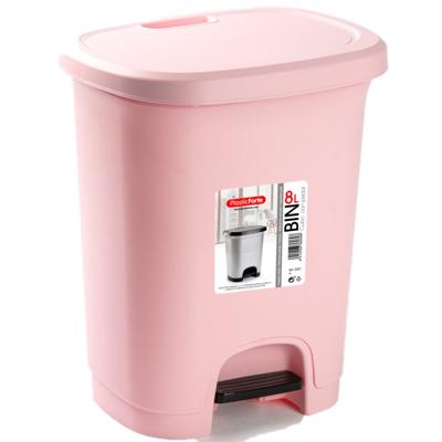 PlasticForte Pedaalemmer - lichtroze - 8 l - 25 x 21 x 30 cm - prullenbak