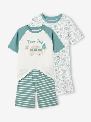 Set van 2 Road Trip pyjamabroeken voor jongens smaragdgroen