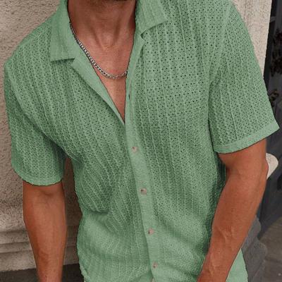 Bon&Bon Men's Brown Short Sleeve Casual Shirt | Lapel Collar Top Green / L Bon&Bon Men's Brown Short Sleeve Casual Shirt | Lapel Collar Top Green / L