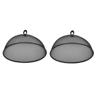 Bellatio Design Vliegenkap/voedselkap tegen insecten - 2x - RVS - zwart - D35 x H16cm