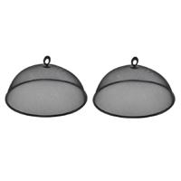 Bellatio Design Vliegenkap/voedselkap tegen insecten - 2x - RVS - zwart - D35 x H16cm
