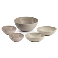Plasticforte onbreekbaar servies schalen set - beige - kunststof - 3 formaten - 10x stuks
