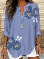 Embroidery Floral Cotton Casual Shirt - thumbnail