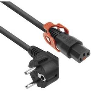 ACT Netsnoer CEE 7/7 male (haaks) - C13 IEC Lock+ zwart 2 m, EL332S, 5-Pack