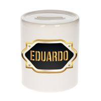 Naam cadeau spaarpot Eduardo met gouden embleem