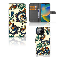 Wallet Case iPhone 14 Pro Max Barok Flower - thumbnail