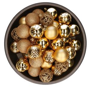 Bellatio Decorations kerstballen - 37x st - goud - 6 cm - kunststof - onbreekbaar