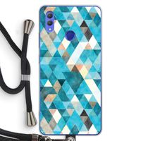 Gekleurde driehoekjes blauw: Honor Note 10 Transparant Hoesje met koord