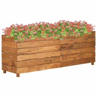 Plantenbak verhoogd 150x40x55 cm gerecycled teakhout en staal