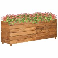 Plantenbak verhoogd 150x40x55 cm gerecycled teakhout en staal - thumbnail