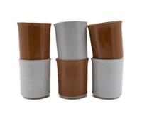 Kade 171 - Koffiekopjes - set van 6 kopjes - 150ML - wit - bruin - keramiek - hip en trendy