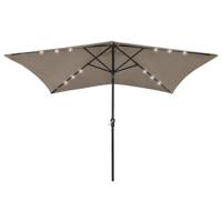 VidaXL Parasol met led's en stalen paal 2x3 m taupe