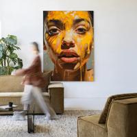 Urban Cotton Wandkleed 'Honey' 80 x 110cm in Frame - black