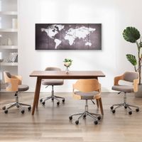 vidaXL Wandprintset wereldkaart 200x80 cm canvas grijs - thumbnail