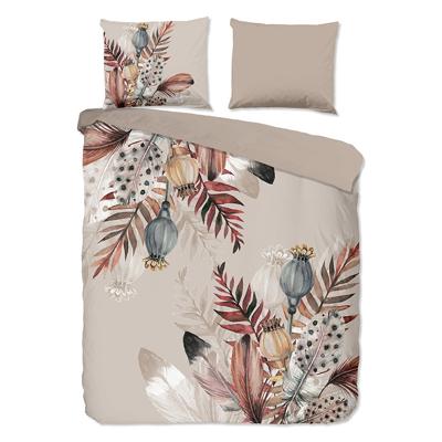 Dekbedovertrek Famm - Tweepersoons (200x200 cm) - Taupe Microvezel - Dessin: Natuur - Pure - Dekbed-Discounter.nl