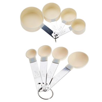 Maatschepjes/maatlepeltjes Set 8 stuks Kunststof & RVS Creme Keukenmaatlepels