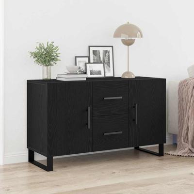 Dressoir met lade Zwart eiken 100 x 36 x 60 cm Bewerkt hout