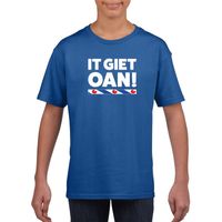Shirt met Friesetekst It Giet Oan blauw voor kinderen XL (158-164)  -
