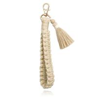 Deja Jewels Macramé Gevlochten Sleutelhanger - Beige
