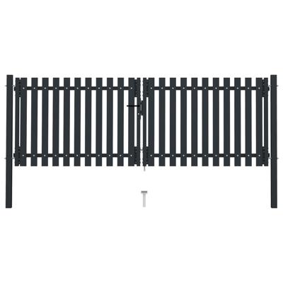 Poort dubbel 306x125 cm staal antraciet